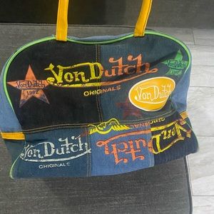 Von Dutch Denim Patch Large Bag